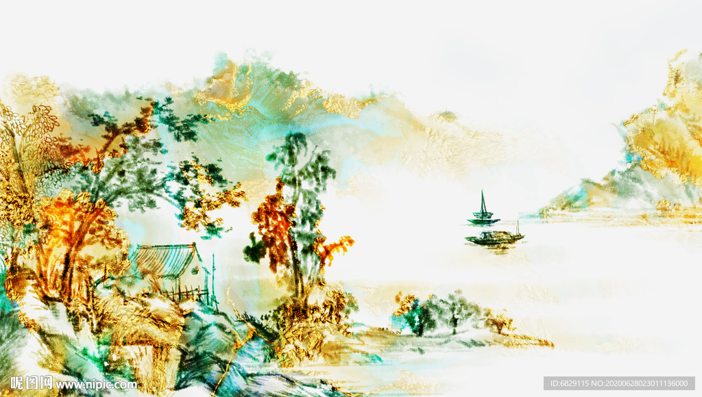 水墨山水背景墙