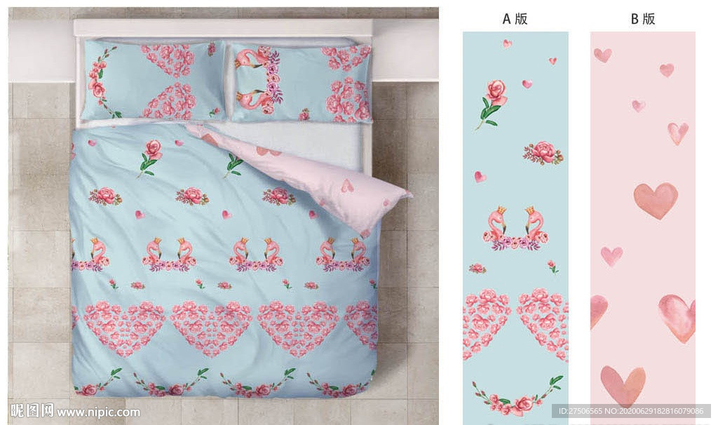 火烈鸟婚庆床品四件套 家纺图案