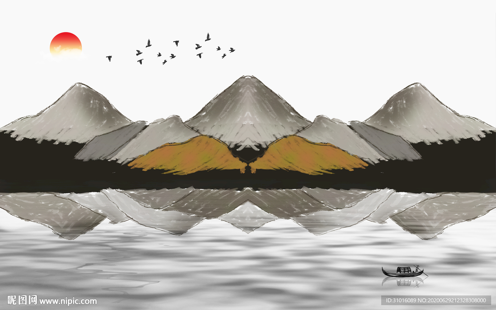 中式水墨抽象山水