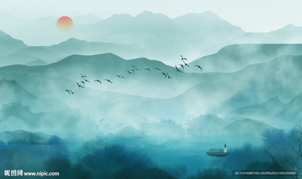 新中式抽象意境山水