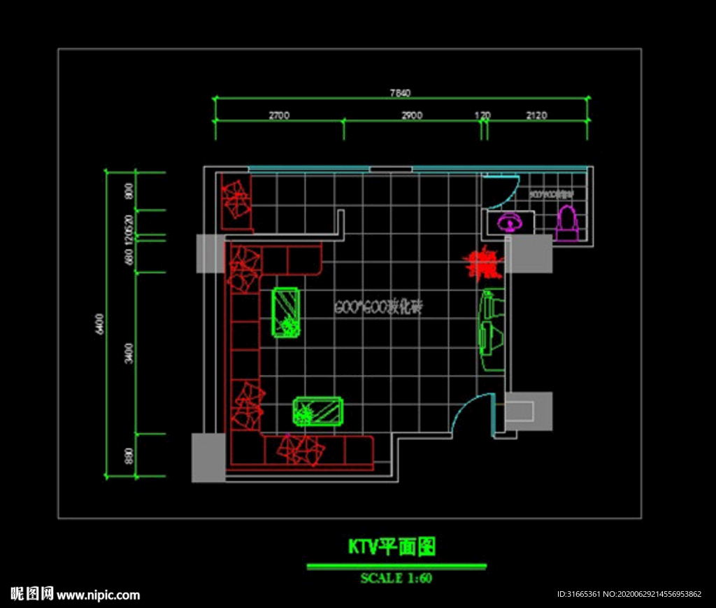 CAD  KTV平面布置图