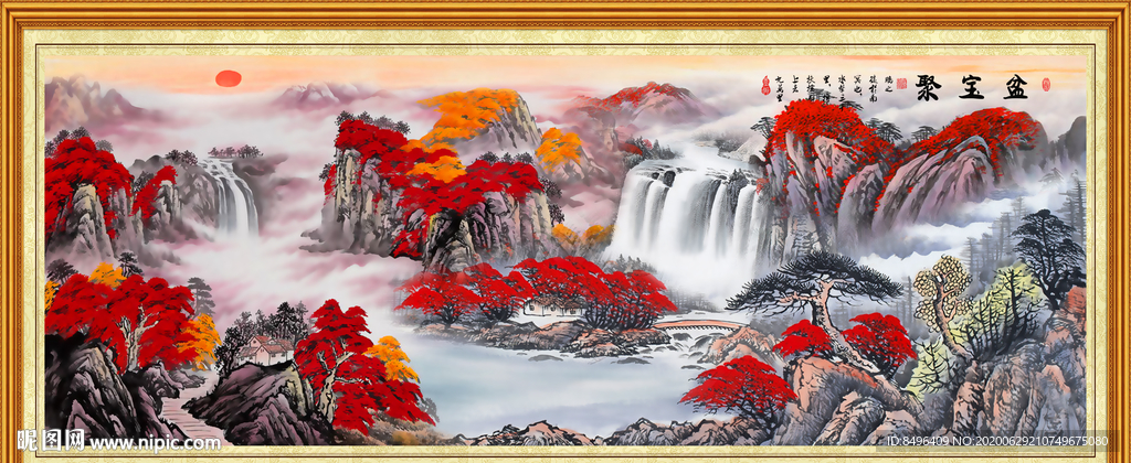 聚宝盆山水画