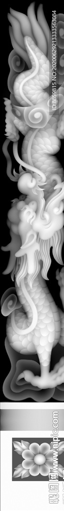 精雕 灰度 雕刻 浮 黑白竖柱