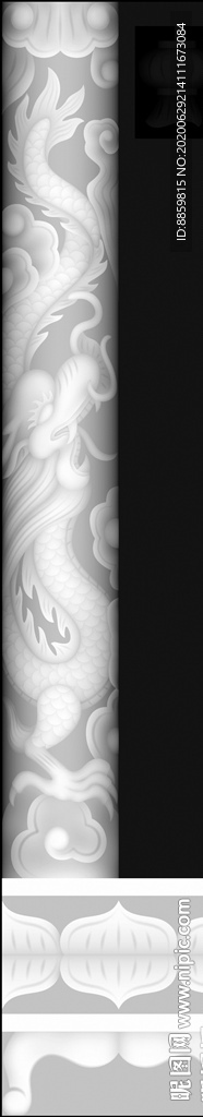 精雕 灰度 雕刻 浮 黑白竖柱