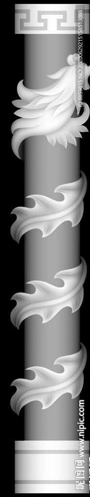 精雕 灰度 雕刻 浮 黑白竖柱