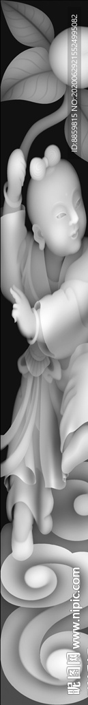 精雕 灰度 雕刻 浮 黑白竖柱