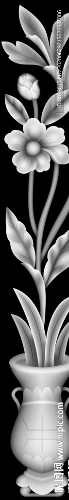 精雕 灰度 雕刻 浮 黑白竖柱