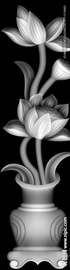 精雕 灰度 雕刻 浮 黑白竖柱