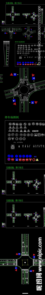 停车场图例和路口标志CAD