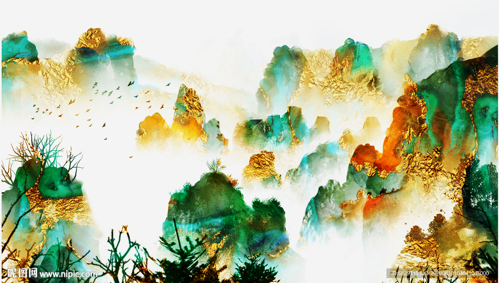 新中式水墨山水画