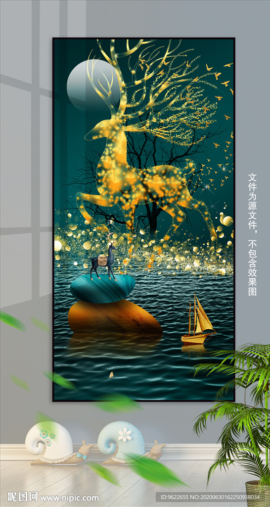 新中式麋鹿装饰画