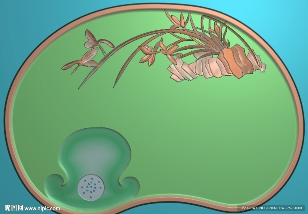 兰花茶盘精雕图