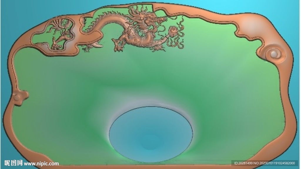龙茶盘精雕图
