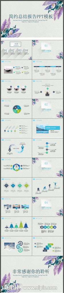 简约总结报告PPT模板