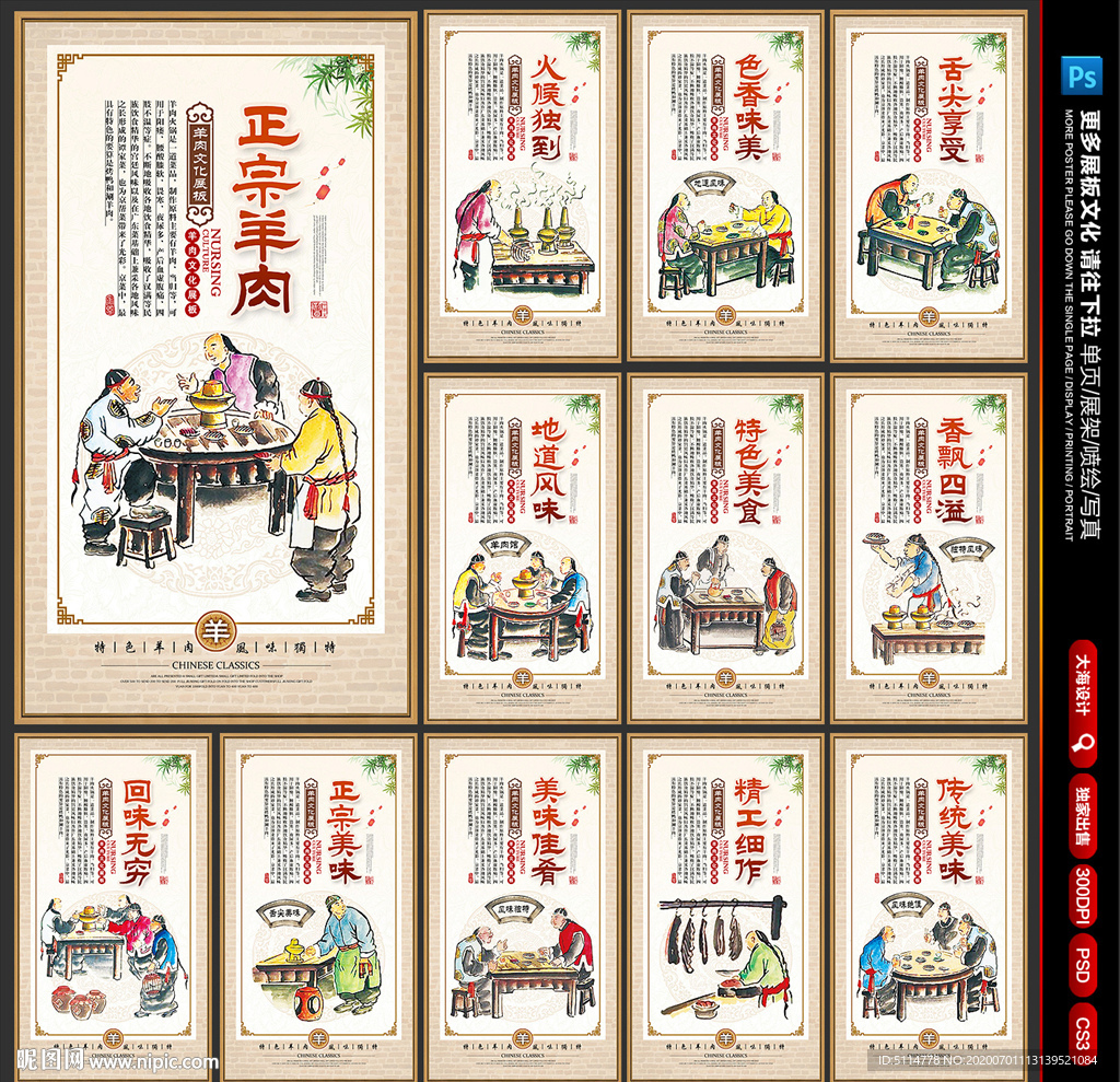 羊肉文化 羊肉展板 羊肉挂画