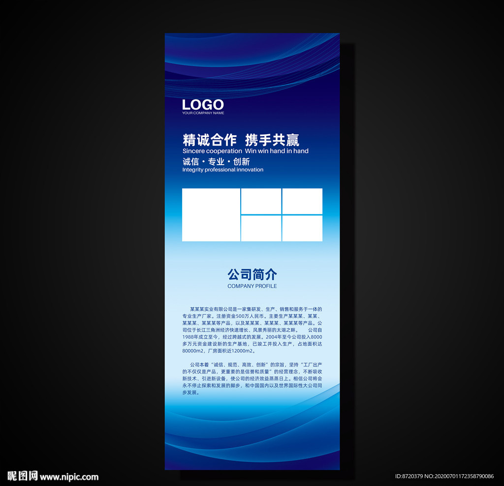 蓝色展架 企业展架 公司展架