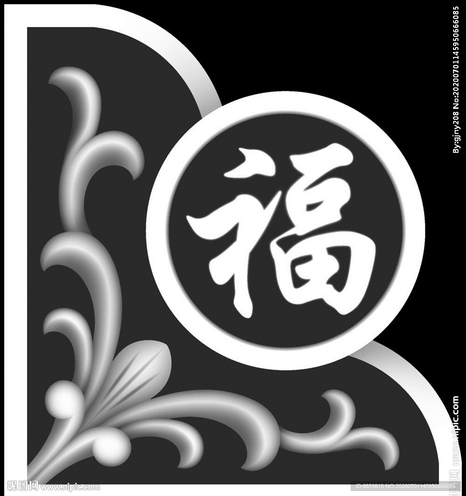 精雕 灰度 雕刻 浮雕 抱鼓图