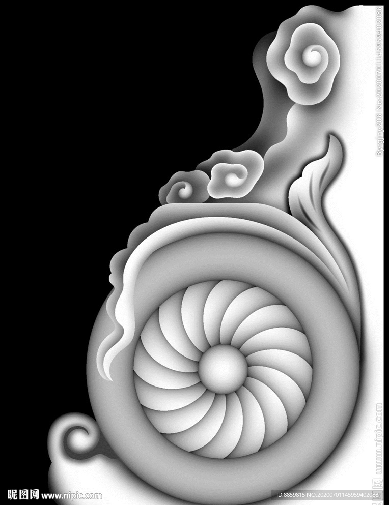 精雕 灰度 雕刻 浮雕 抱鼓图