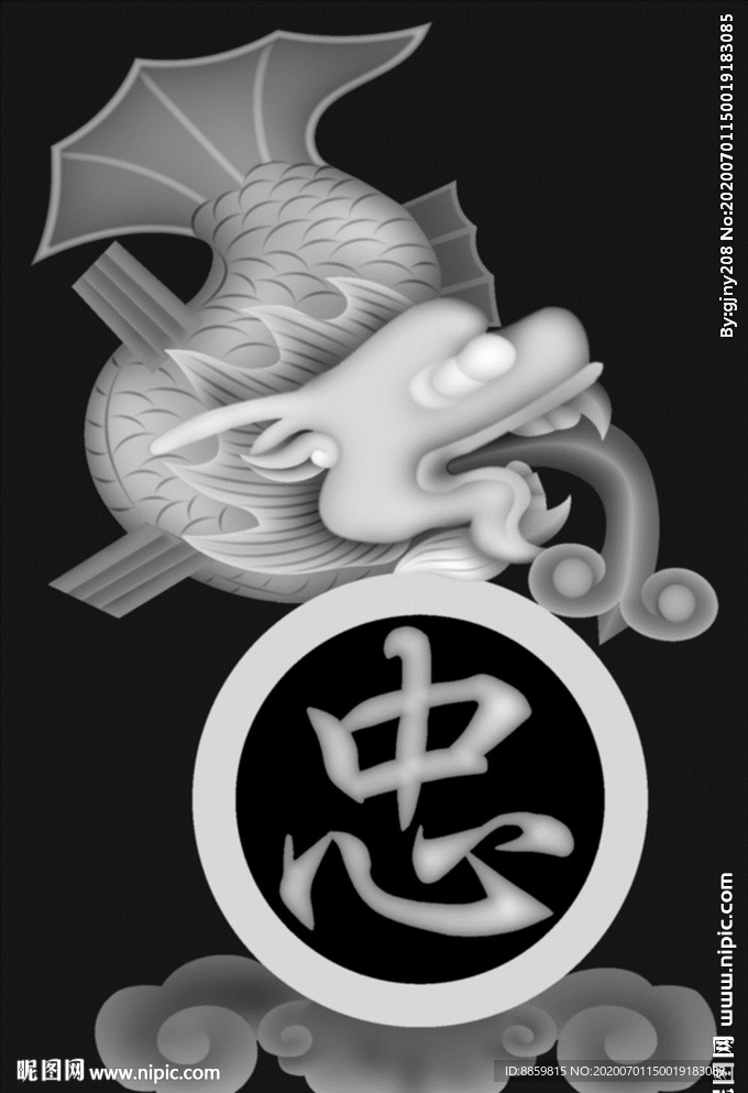 精雕 灰度 雕刻 浮雕 抱鼓图