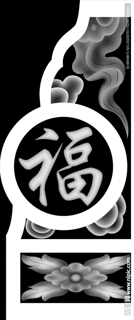 精雕 灰度 雕刻 浮雕 抱鼓图