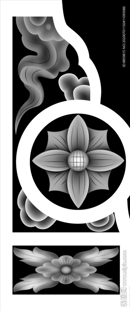 精雕 灰度 雕刻 浮雕 抱鼓图