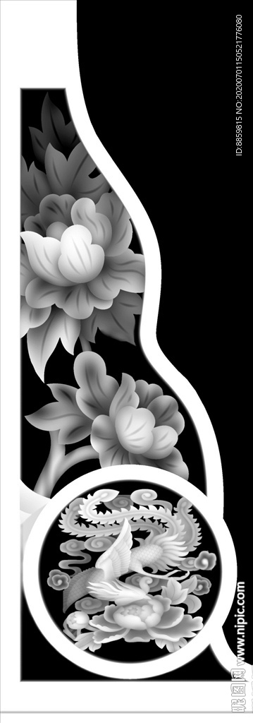 精雕 灰度 雕刻 浮雕 抱鼓图