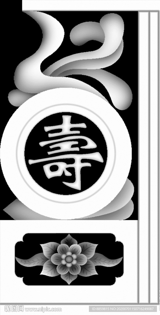 精雕 灰度 雕刻 浮雕 抱鼓图