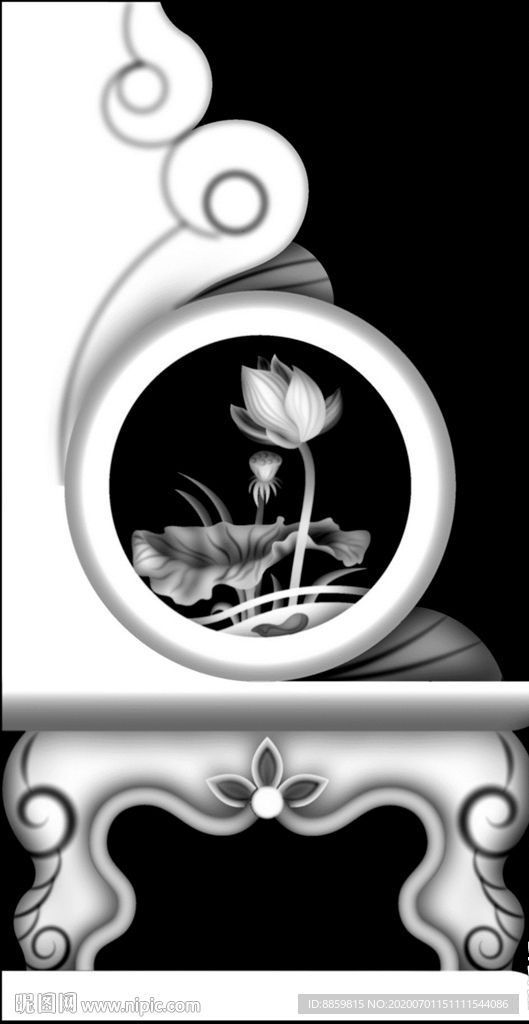 精雕 灰度 雕刻 浮雕 抱鼓图