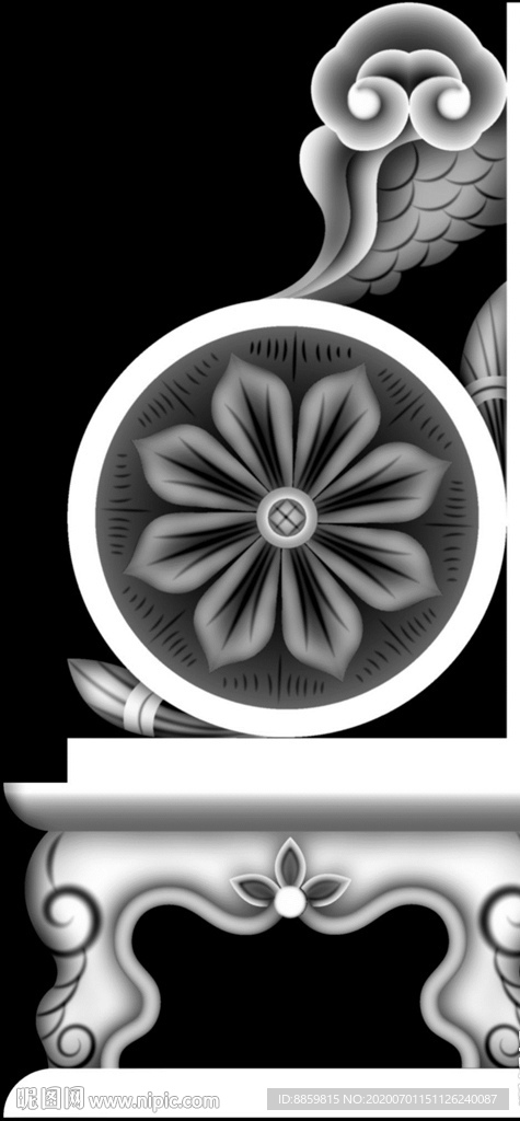 精雕 灰度 雕刻 浮雕 抱鼓图