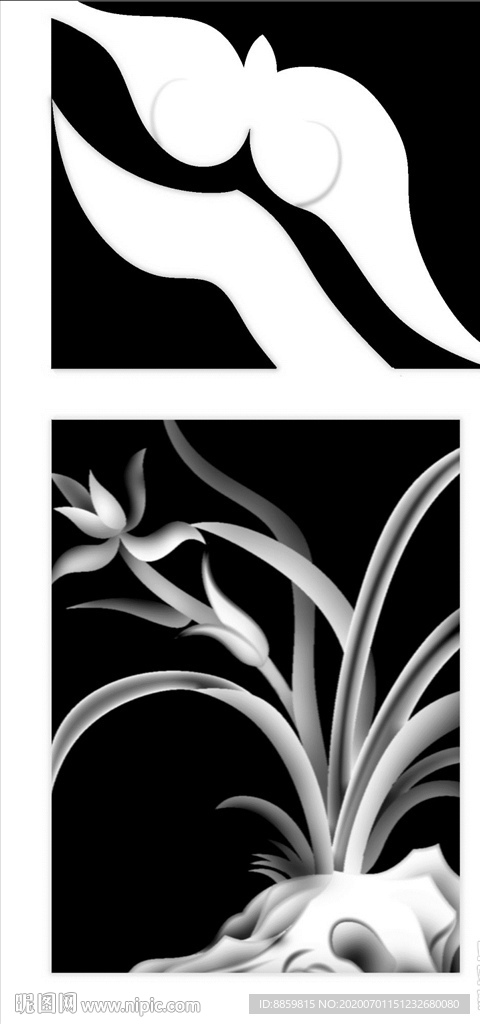 精雕 灰度 雕刻 浮雕 抱鼓图