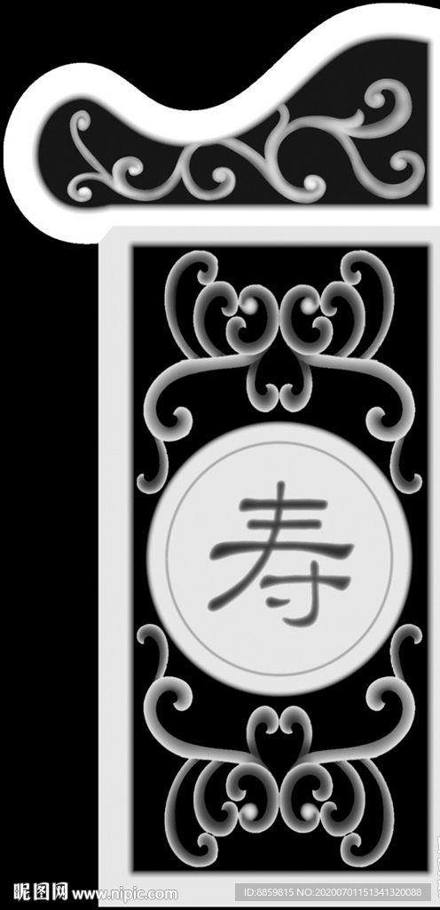 精雕 灰度 雕刻 浮雕 抱鼓图