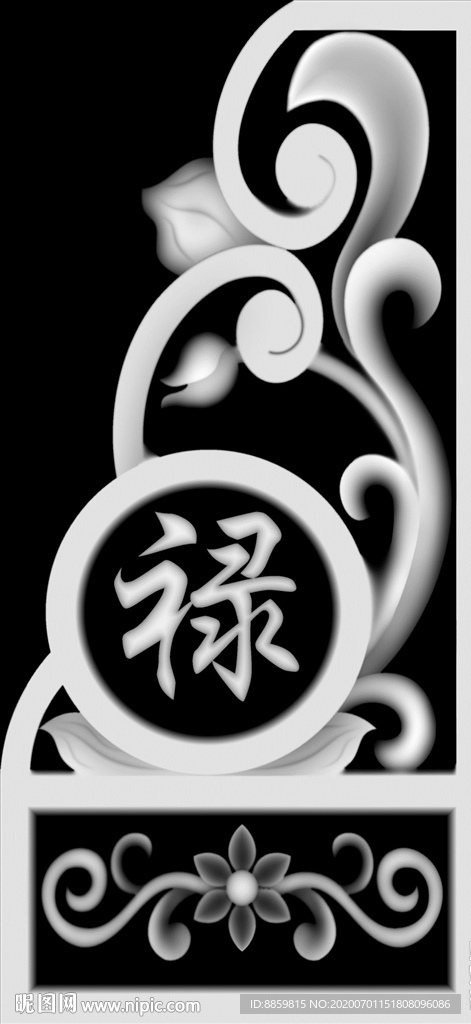 精雕 灰度 雕刻 浮雕 抱鼓图