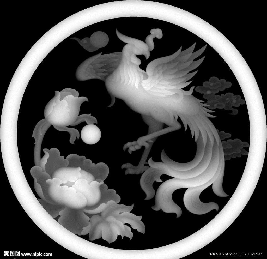 精雕 灰度 雕刻 浮雕 抱鼓图