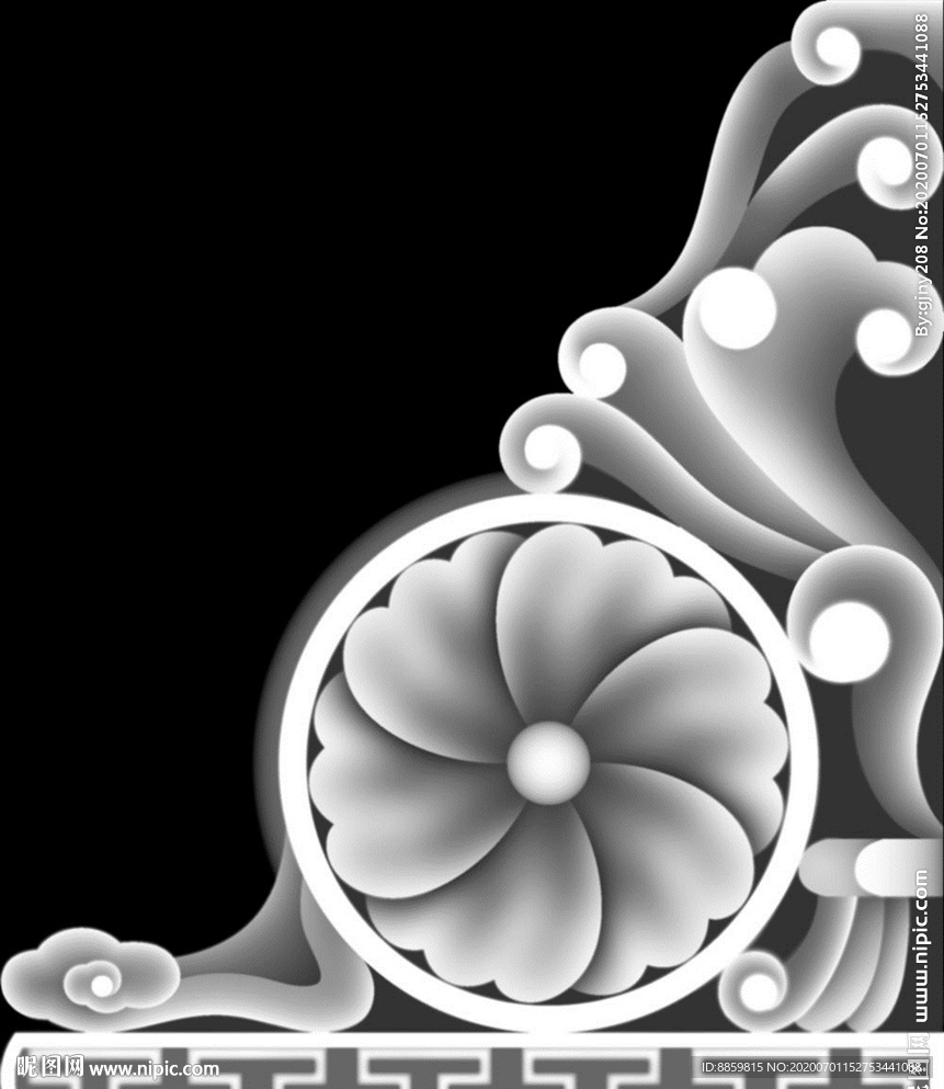 精雕 灰度 雕刻 浮雕 抱鼓图