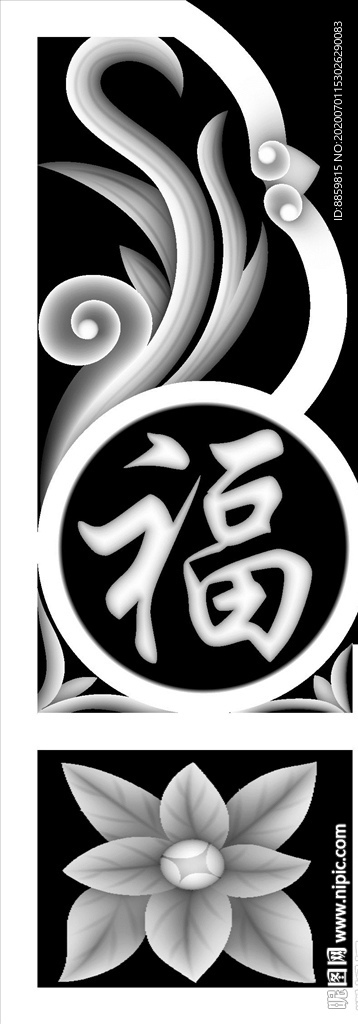 精雕 灰度 雕刻 浮雕 抱鼓图