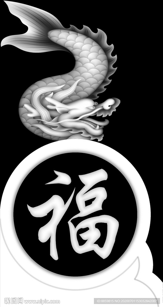 精雕 灰度 雕刻 浮雕 抱鼓图