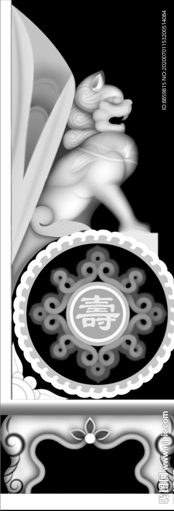 精雕 灰度 雕刻 浮雕 抱鼓图