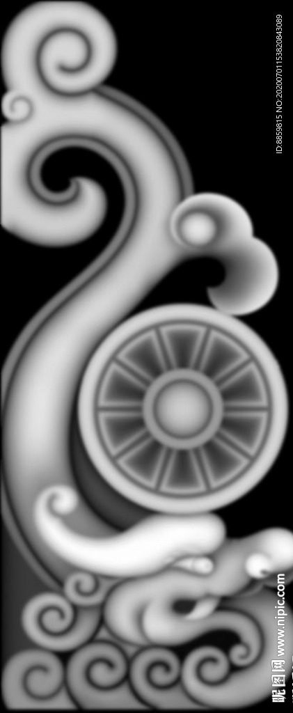 精雕 灰度 雕刻 浮雕 抱鼓图