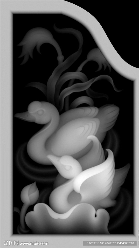 精雕 灰度 雕刻 浮雕 抱鼓图