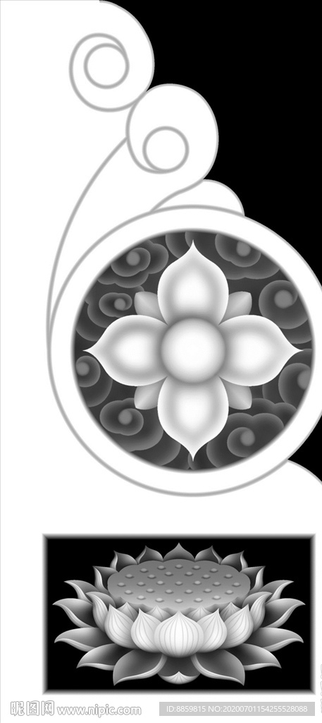 精雕 灰度 雕刻 浮雕 抱鼓图