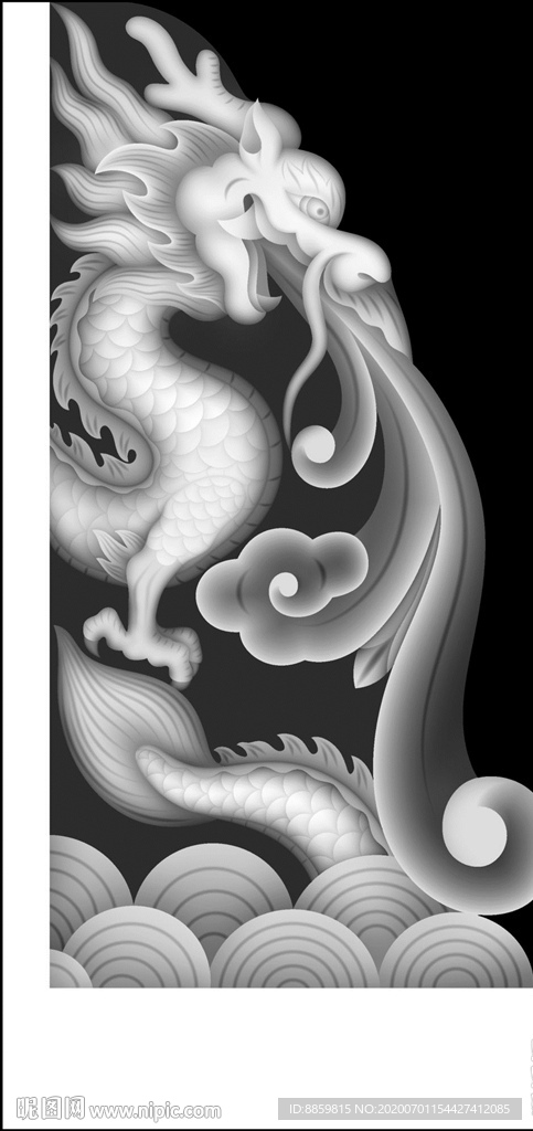 精雕 灰度 雕刻 浮雕 抱鼓图