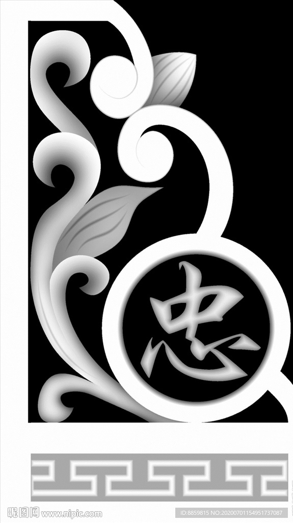 精雕 灰度 雕刻 浮雕 抱鼓图