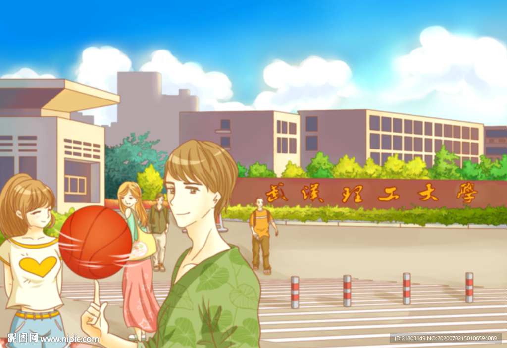 武汉理工学院南门手绘素材