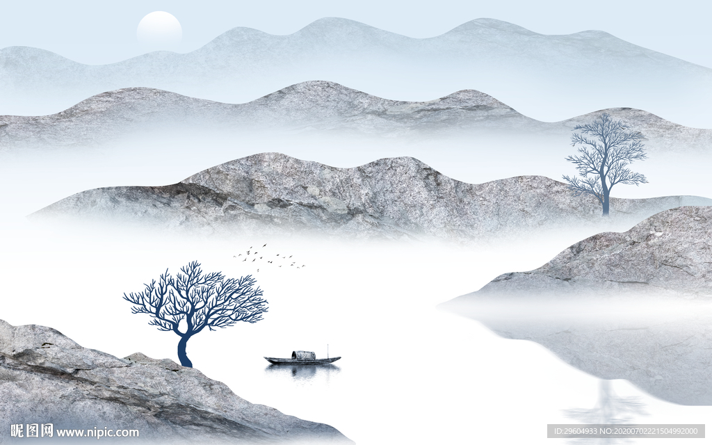 抽象山水风景墙画 tif分层