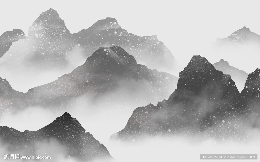 黑白意境装饰画玄关屏风新中式水