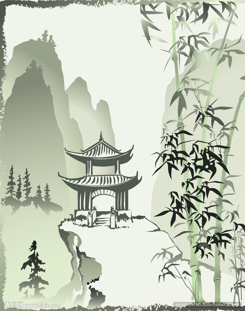山水画 水墨 水墨画 水墨装饰