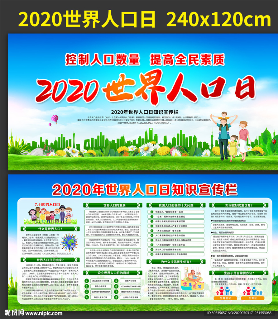 世界人口日知识展板下载