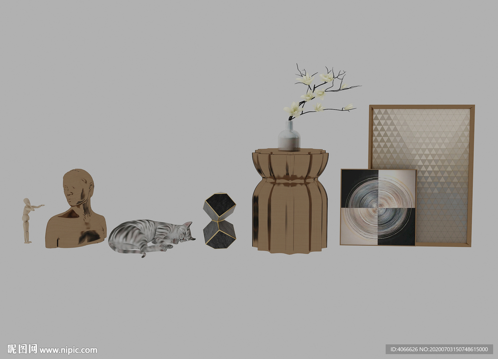 人雕塑猫花瓶3d模型