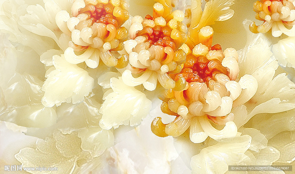 背景墙图片玉雕菊花