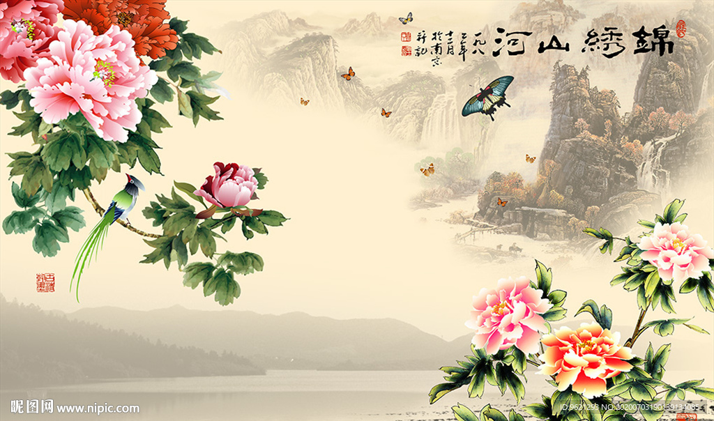 背景墙图片锦绣山河